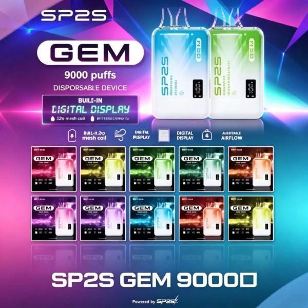 SP2S-GEM-9000口拋棄式電子煙 SP2S拋棄式9000口一次性電子煙 | 12ml大容量 · 可充電設計 · 16種口味 · 台灣現貨:圖片 1